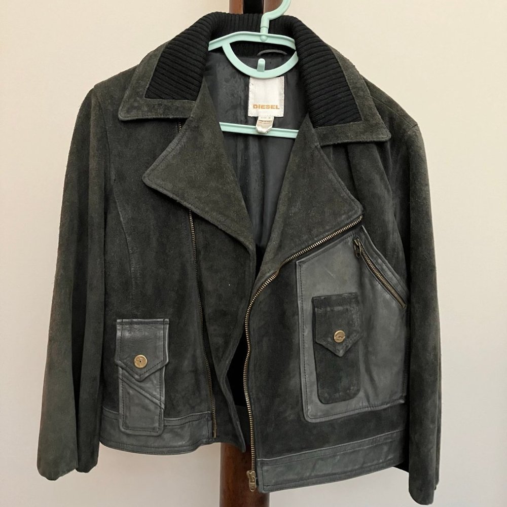 Diesel suede vintage green leather jacket